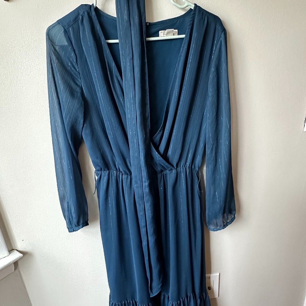 Point Sur Navy Long Sleeve Midi Dress